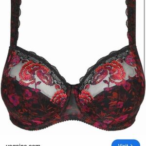 Prima Donna Palace Garden Black Lace Bra with Floral Embroidery - UK 32F